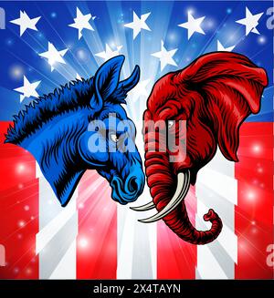 Republican Democrat Elephant Donkey Election Stock Vector
