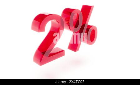 2 percent color glass rotate on white back 3d render Stock Photo