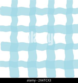 Vector hand drawn cute checkered pattern. cottagecore Doodle Plaid geometrical semitransparent simple texture. Crossing lines. Abstract cute delicate Stock Vector
