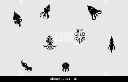 minimal style illustration icon Bigfin Reef Squid Stock Vector