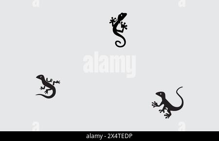 Minimal style illustration icon Black Dragon Lizard Stock Vector