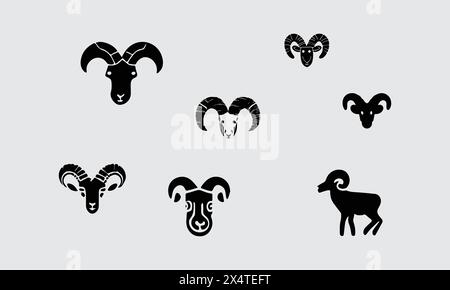 Minimal style illustration icon Bighorn Sheep Stock Vector