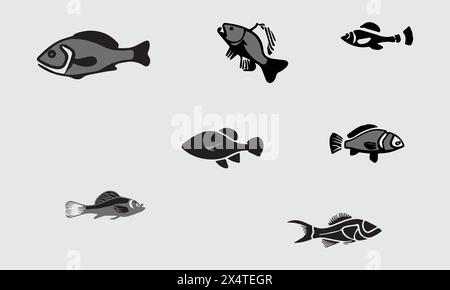 Minimal style illustration icon Black Sea Bass Stock Vector