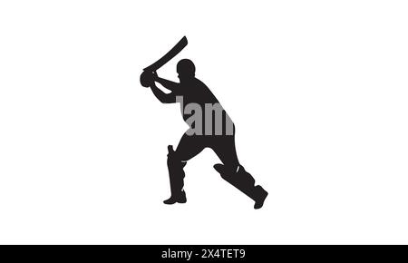 Silhouette of fat person playing cricket EPS 10 And JPG Stock Vector