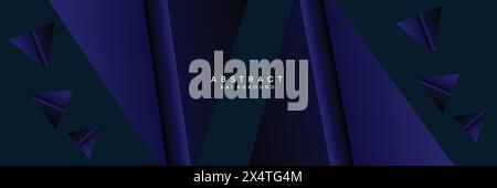 Dark blue, black abstract technological modern geometric banner background. dark navy blue gradient web header, promotional background, banner design Stock Vector