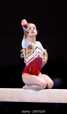 Rimini, Italy. 5th May 2024. RIMINI - Liese Vieuxtemps (BEL) in action during the junior event final on balance beam at the European Gymnastics Championships in the Fiera di Rimini  Alamy / Iris van den Broek Credit: Iris van den Broek/Alamy Live News Stock Photo