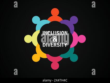 Inclusion and diversity infographic Silhouettes people vector set, multi color people icon represent inclusion and diversity social Stock Vector