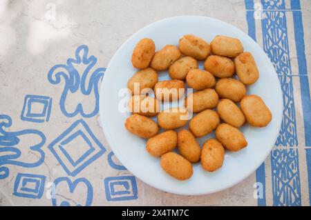 Croquettes serving. Madrid, Spain. Stock Photo