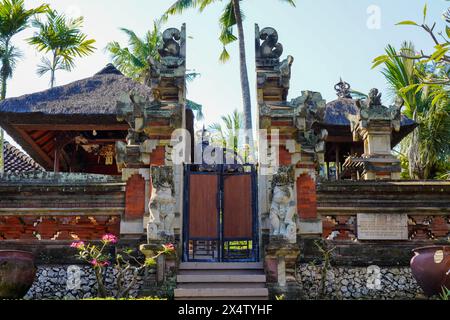 Front View Balinese Temple Gate Style Of Karang Asem Temple, Bali, Indonesia Stock Photo