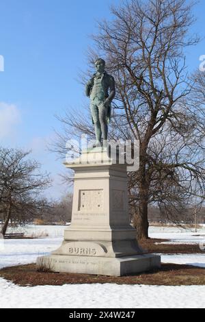 Robert Burns statue with base at Garfield Park in Chicago Stock Photo