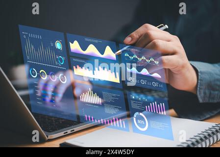 Business development and technology Data analyst. business analytics dashboard Business Intelligence (BI) data visualization, metrics and KPI key perf Stock Photo