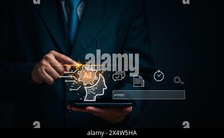 digital technology artificial intelligence AI Prompt chat and communication online network innovation concept. Stock Photo
