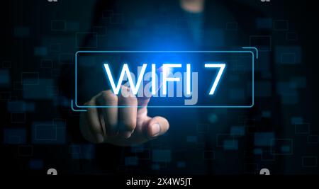 Futuristic concept of advanced WiFi 7 technology. Stock Photo