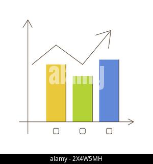 A chart with a growing trend. Financial Flat vector illustration isolated on white background. Stock Vector
