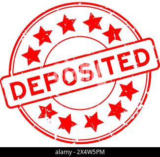 Grunge red deposited word round rubber seal stamp on white background Stock Vector