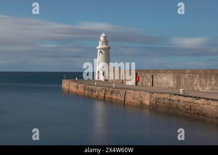 The white lighthouse in Macduff, Aberdeenshire, Scotland. Stock Photo