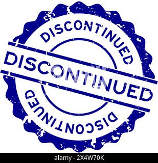 Grunge blue discontinued word round rubber seal stamp on white background Stock Vector