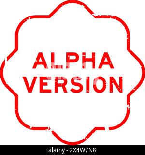 Grunge red alpha version word rubber seal stamp on white background Stock Vector