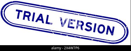 Grunge blue trial version word rubber seal stamp on white background Stock Vector