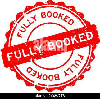 Grunge red fully booked word round rubber seal stamp on white background Stock Vector