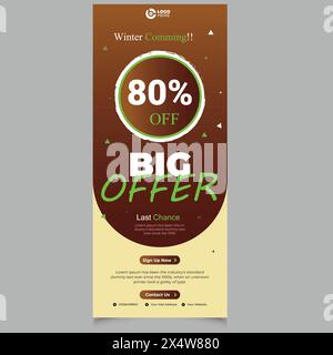 Sale roll up banner template design big special offer to 80% off vector illustration Stock Vector