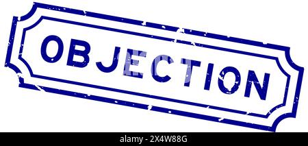 Grunge blue objection word rubber seal stamp on white background Stock Vector