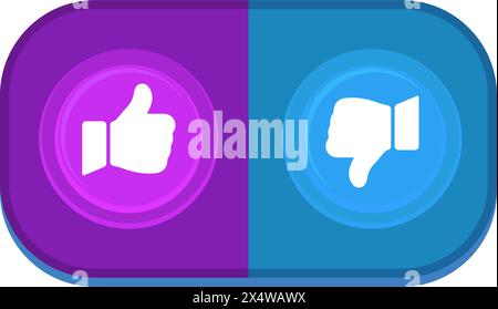 illustration of digital icons, like and dislike buttons on social media, creative drawing Stock Vector