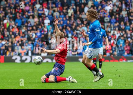 Glasgow, UK. 05th May, 2024. Rangers FC play Kilmarnock FC in the Scottish Premiership match at Ibrox Stadium, Rangers home ground, in Glasgow, Scotland, UK. The game is important for both teams. If Rangers win they remain 3 point behind Celtic in the league, and if Kilmarnock win, they move closer to qualifying for playing in European competitions. Credit: Findlay/Alamy Live News Stock Photo