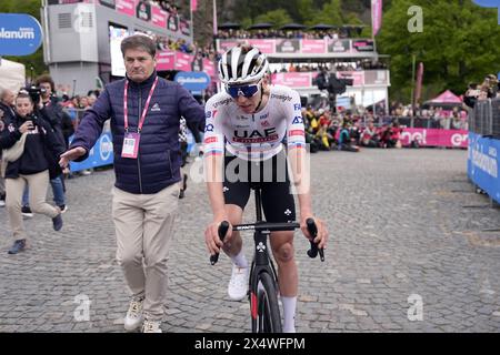 Santuario Di Oropa, Italia. 05th May, 2024. Poga&#x10d;ar Tadej (Team Uae Emirates) the winner of the stage 2 of the of the Giro d'Italia from San Francesco al Campo to Santuario di Oropa, Italy - Sunday May 5, 2024 Italy - Sport Cycling (Photo by Fabio Ferrari/Lapresse) Credit: LaPresse/Alamy Live News Stock Photo