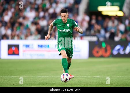 Tete Morente of Elche CF with the ball during the LaLiga Hypermotion match between Real Racing Club and Elche CF at El Sardinero Stadium on May 4, 202 Stock Photo