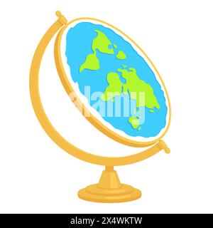 Cartoon flat earth globe model, simple flat vector clip art illustration. Stock Vector