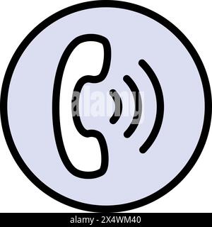 Communication concept. Phone call handset color icon for web template and app. Vector illustration design on white background. Stock Vector