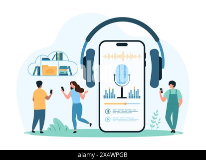 Audio guide isolated cartoon vector illustrations. Couple visit museum ...
