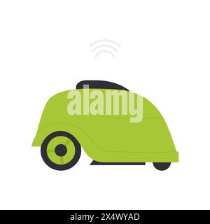 Robot lawnmower, automatic equipment for cutting grass on lawn vector illustration Stock Vector