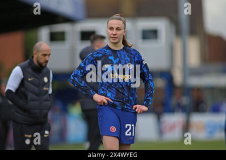 London, UK. 05th May, 2024. London, May 5th 2024: Niamh Charles (21 Chelsea) during the Barclays FA Womens Super League game between Chelsea and Bristol City at Kingsmeadow, London, England on May 5th 2024 (Pedro Soares/SPP) Credit: SPP Sport Press Photo. /Alamy Live News Stock Photo