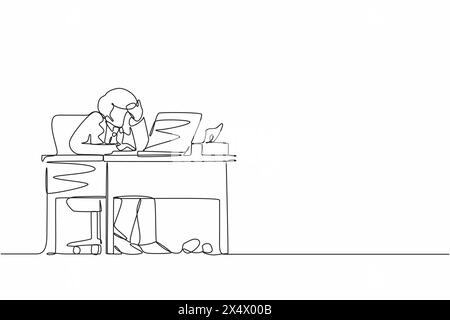 Man or Businessman Crying When Working on Computer in Office, Vector ...