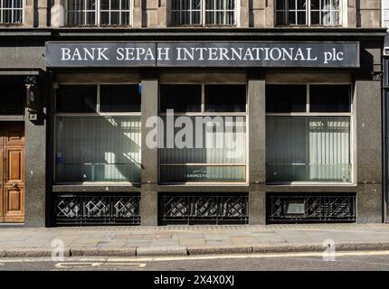 London, United Kingdom - April 29, 2024: Bank Sepah, Tehran is oldest and most prestigious bank of Iran. The London branch was opened in 1972. Stock Photo