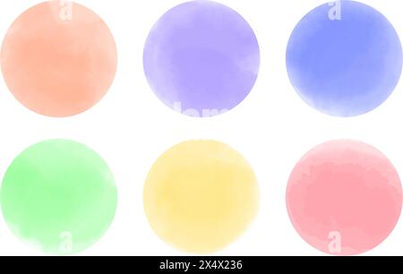watercolor design elements. Set of multicolored watercolor dots. Vector illustration Stock Vector
