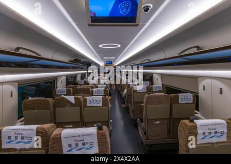 Hong Kong, 13 April 2024: High-speed train of China Railway CR type CR400AF Fuxing in Hong Kong, China Stock Photo