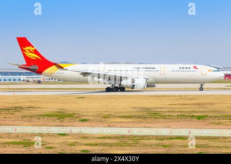 Airbus A330 from Hainan Airliners at Shanghai Hongqiao Airport in China in April 2024 Stock Photo