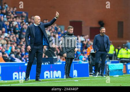 Glasgow, UK. 05th May, 2024. Rangers FC play Kilmarnock FC in the Scottish Premiership match at Ibrox Stadium, Rangers home ground, in Glasgow, Scotland, UK. The game is important for both teams. If Rangers win they remain 3 point behind Celtic in the league, and if Kilmarnock win, they move closer to qualifying for playing in European competitions. Credit: Findlay/Alamy Live News Stock Photo