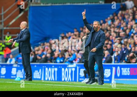 Glasgow, UK. 05th May, 2024. Rangers FC play Kilmarnock FC in the Scottish Premiership match at Ibrox Stadium, Rangers home ground, in Glasgow, Scotland, UK. The game is important for both teams. If Rangers win they remain 3 point behind Celtic in the league, and if Kilmarnock win, they move closer to qualifying for playing in European competitions. Credit: Findlay/Alamy Live News Stock Photo