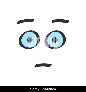 Unhappy expression on cute face with blue eyes, doodle style vector illustration Stock Vector