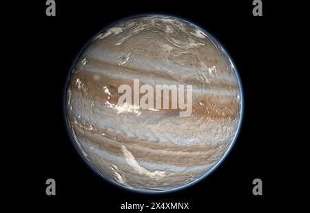 Image of the Jupiter planet isolated in starless black space Stock Photo