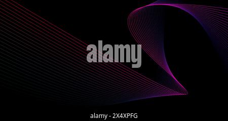 glowing wave lines on dark background. Dynamic wave pattern. Modern flowing wavy lines. Vector illustration Stock Vector