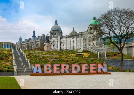 Aberdeen City, fondly known as the Granite City, is a port city situated in the northeastern region of Scotland. Stock Photo