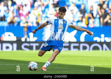 Barcelona, Spain. 05th May, 2024. Alvaro Aguado (18) of Espanyol seen during the LaLiga 2 match between Espanyol and Sporting Gijon at the Stage Front Stadium in Barcelona. (Photo Credit: Gonzales Photo/Alamy Live News Stock Photo