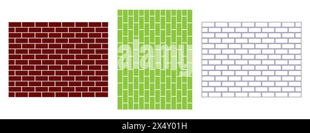 Brick wall icons trendy flat line art style vectors. Stock Vector