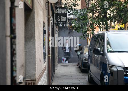 Madrid, Spain. 05th May, 2024. The French footballer Kylian Mbappé graffiti seen on a facade in Madrid. The Italian street artist TVBOY has made several graffiti in the city of Madrid related to sports in recent weeks. (Photo by David Canales/SOPA Images/Sipa USA) Credit: Sipa USA/Alamy Live News Stock Photo