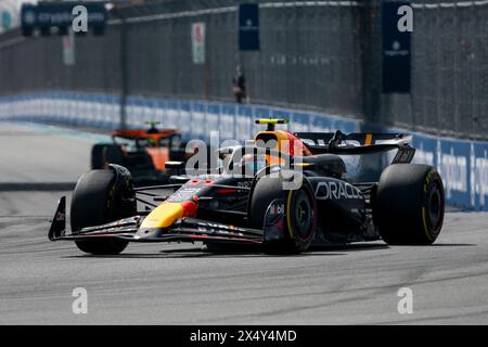 Miami Gardens, United States. 05th May, 2024. Mexican Formula One driver Sergio Pérez of Red Bull Racing in action during the Formula One Miami Grand Prix at the Miami International Autodrome in Miami Gardens, Florida on Sunday, May 5, 2024 Photo by Greg Nash/UPI Credit: UPI/Alamy Live News Stock Photo